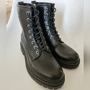 Steve Maden Ankle Boots Lace Up Combat Black Size 38 Insole 25cm